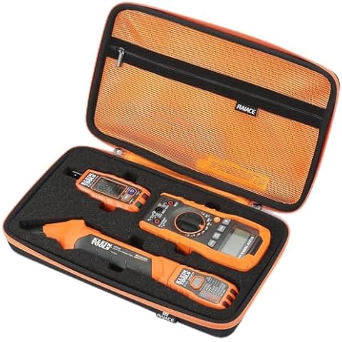 RAIACE Hard Travel Storage Case Compatible with Klein Tools ET310 AC Circuit Breaker, Finder & 80041 Outlet Repair Tool Kit & RT250 GFCI Receptacle Tester. Home Tester Kit Bag. (case only) - Orange Cover