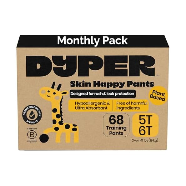 DYPER-Toddler-Training-Pants-5T-6T-for-Boys-Girls-HypoallergenicUnscented-Plant-Based-Perfect-for-Sensitive-Skin-Leakproof-Potty-Training-Pants-for-Day-Overnight-Protection