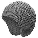 Gorro Invierno con Orejeras para Hombre Mujer Beanie de Punto Cálido Transpirable Sombrero Regalos para Navidad Cumpleaños Aniversario (Gris)