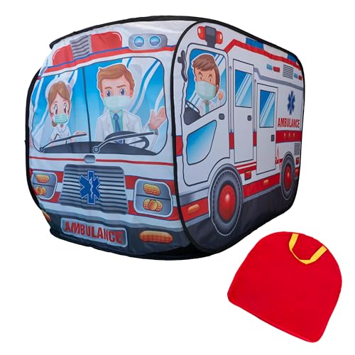 Carpa niños Infantil - Tienda de campaña niños - Tienda de Campaña Ambulancia, diseño Llamativo, Juego Creativo para el Interior y el Exterior, Montaje rápido - Incluye Bolsa de Transporte