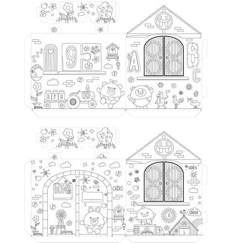 STONNY Haus aus Karton zum Ausmalen, für den Innen- und Außenbereich, künstlerisches und kreatives Spielen, 35 x 35 x 45 cm