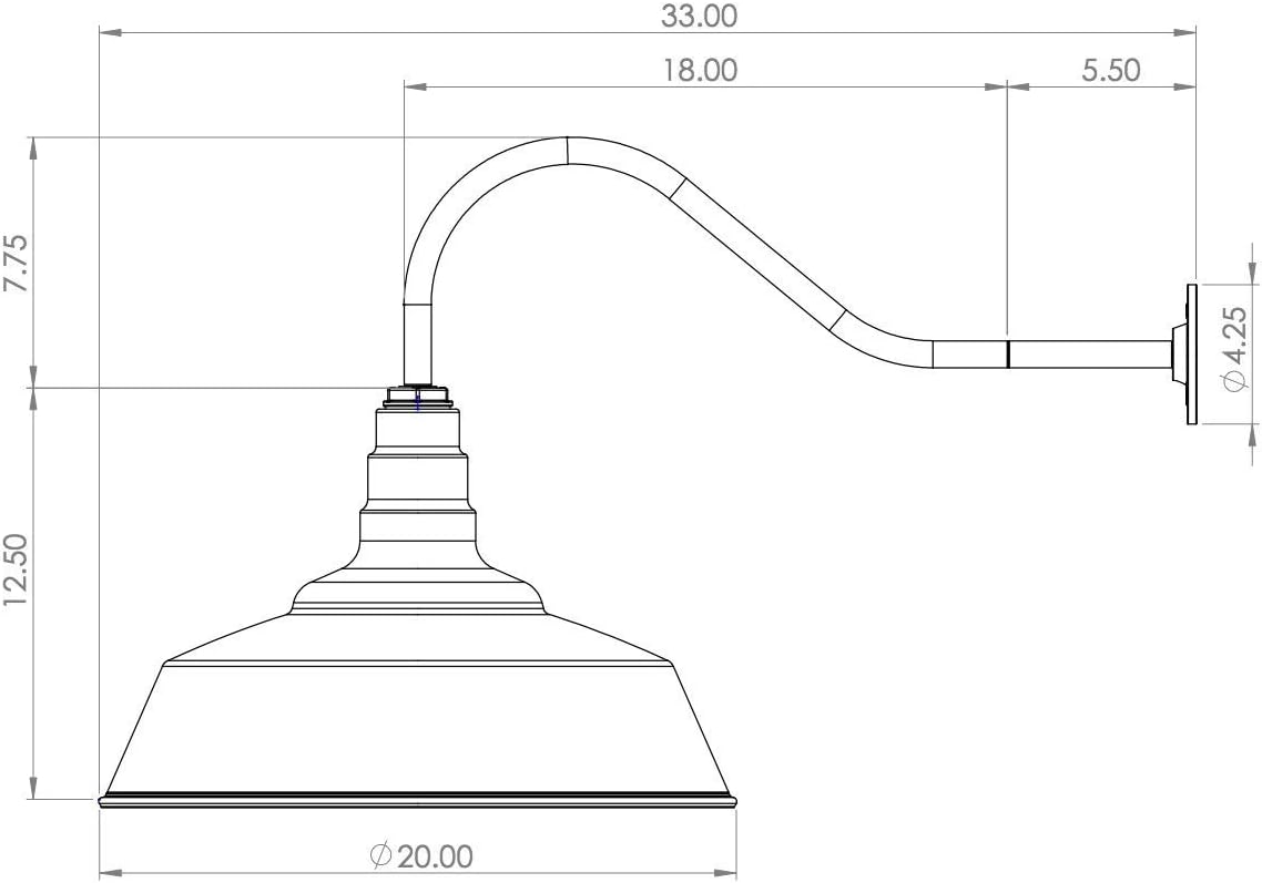Best Review Steel Lighting Co. Redondo Barn Light | Outdoor Wall Mounted | 20 inch Dome | 23 inch Gooseneck | Large Farmhouse Warehouse Light Made in America | White Exterior/White Interior