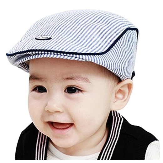 Boina De Bebé A Rayas AIMEE7 Linda De La Boina De La Raya De La Muchacha del Muchacho del Bebé del Niño Gorra De BéIsbol Enarbolada (Azul)