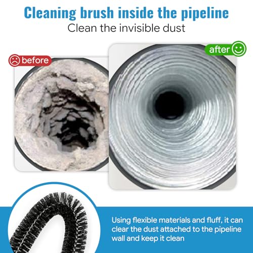 Image of Dryer Lint Vacuum Attachment Compatible with Cordless Vacuum Cleaner, Flexible Dryer Vent Cleaner Kit Lint Dryer Lint Brush and Vacuum Hose Attachment with Universal Connector, Quickly Lint Remover