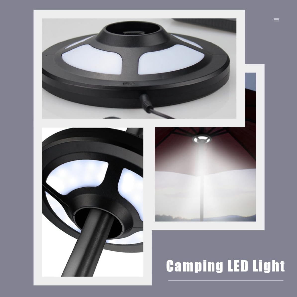 Beaupretty Lampada Sicura Campeggio Multifunzione Ombrellone e LED da Campeggio in ABS Nero, Luce Esterna Attività Notturne All'aperto