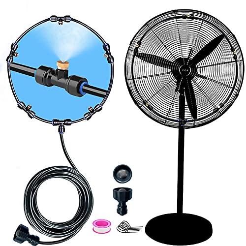 Outdoor Mist Cooling System Fan Kit for a Cool Patio Breeze 20FT (6M) Misting Line + 5 Copper Metal Mist Nozzles + a Copper Metal Connector(3 4  ) Fit to Any Outdoor Fan (Black 1)