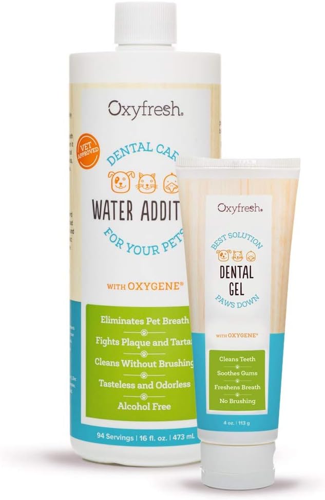 Oxyfresh Premium Pet Dental Kit for Dogs & Cats Easy Pet Fresh Breath Solution – Unique Pet Dental Water Additive and Pet Dental Gel…