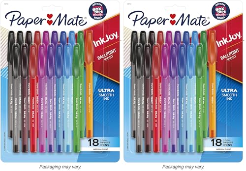 Paper Mate InkJoy 100ST Ballpoint Pens, Medium Point (1.0mm), Assorted, 18 Count (Pack of 2)
