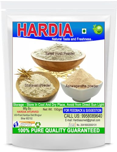 YANG Hardia Ashwagandha Safed Musli Shatavari churan Powder 150 g Combo Pack