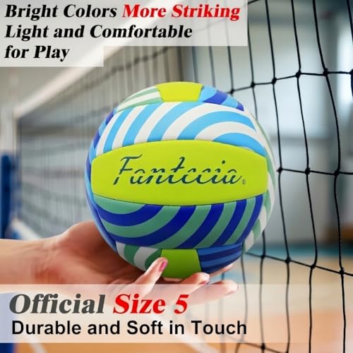 Fantecia Volleyball mit Pumpe, Größe 5 Soft Beach Volleyball Indoor Outdoor Pool Park Trainingsball für Anfänger, Jugendliche und Erwachsene
