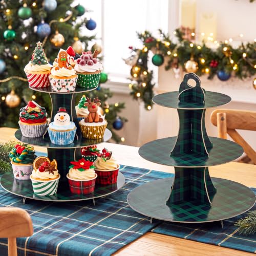 Yungyan 2 Pcs Tartan Plaid Baby Shower Cupcake Stand with Handle by Yungyan - Used condition - US$14.54