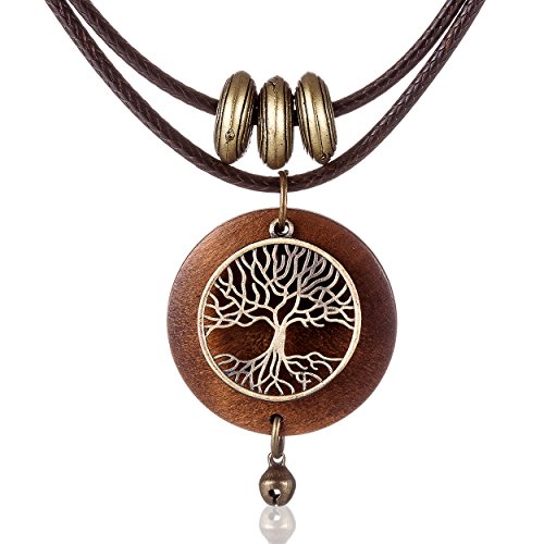 Brown Wooden Choker Chunky Pendant Necklaces for women2