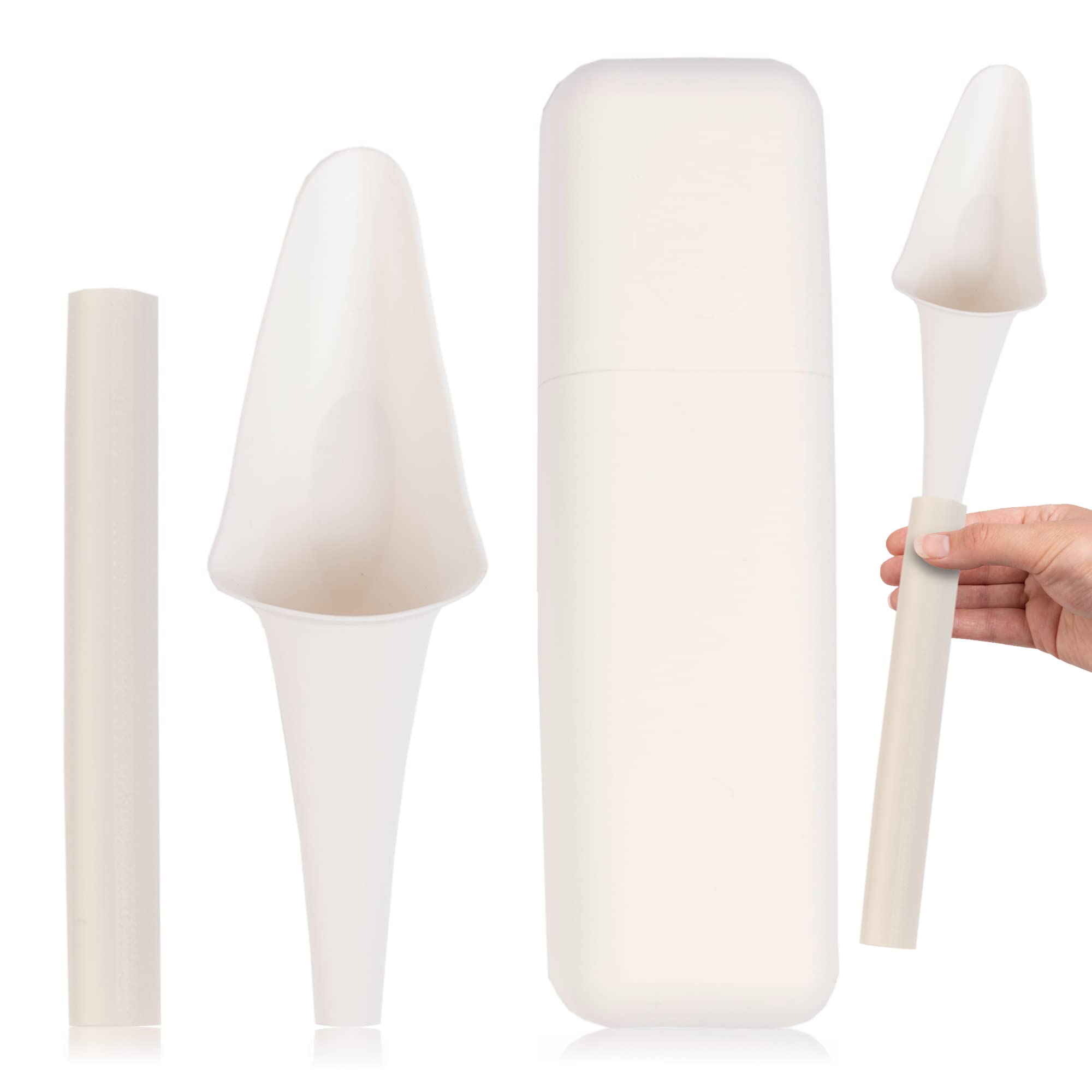 SHEWEE Flexi + Case - Reusable Pee Funnel – A Flexible, Larger Version Of The Original Female Urination Device Since 1999! Quickly, Easily & Discreetly, Wee Standing Up. Comes with Pipe & Case (White)
