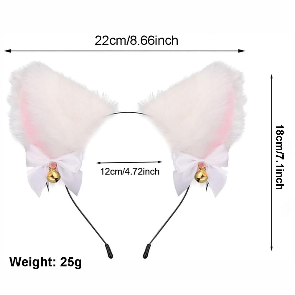 TJCGCKK Animal Cosplay Costume Furry Fox Tail Plug Cute Ears Headband Bat Style Neck Collar Set: White B