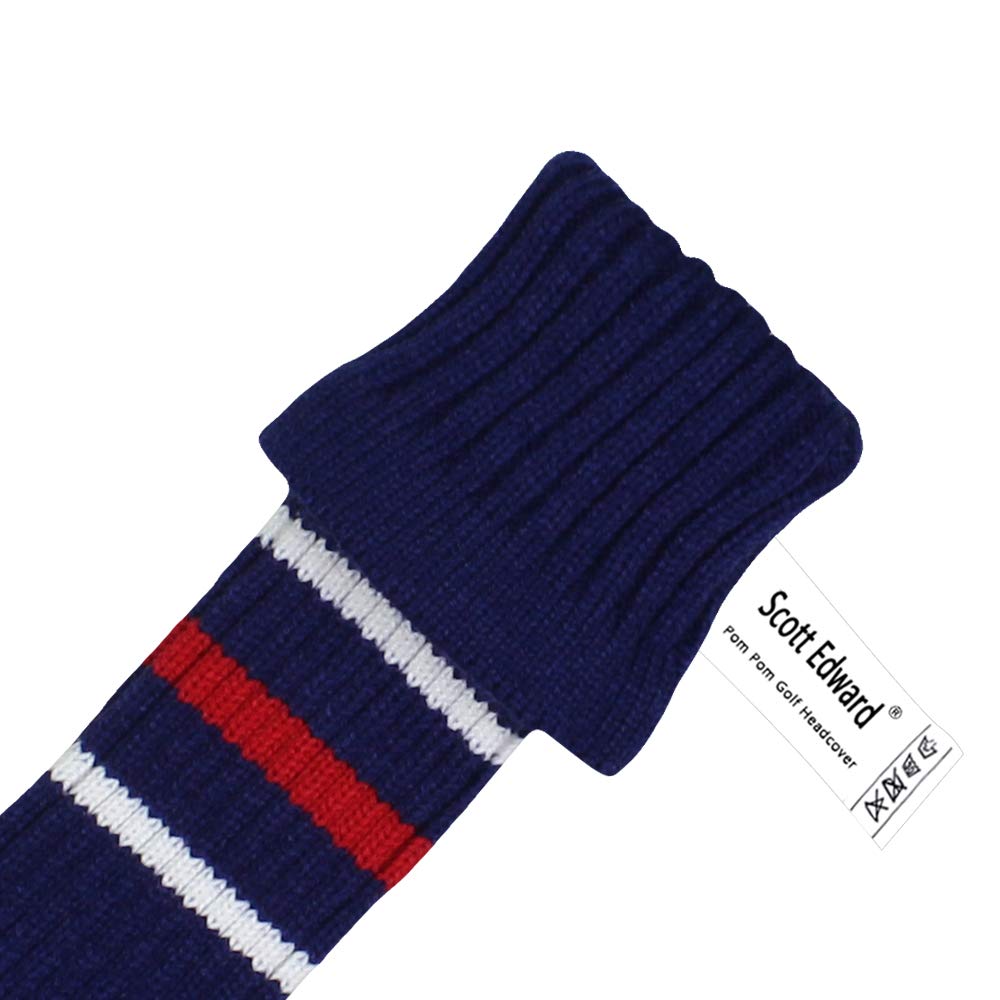 Scott Edward Lot de 4 Cache-tête en Bois tricoté pour Pilotes (460 CC), Fairways Hybride/UT, Doux et épais, accrocheur, rayé Noir, Rouge et Blanc