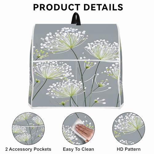 Image of Kitchen Dust Cover Compatible with 4.5 5 6 8 quart Stand Mixer, Kitchen Appliance Protective Covers with Top Handle and Pocket (Dandelion, For All 6-8 qt Mixer)