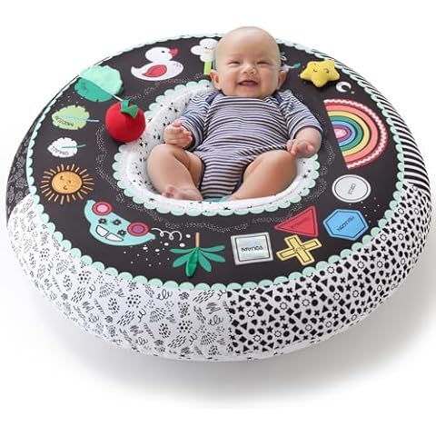 The Peanutshell Inflatable Baby Seat, Sitting Support, Activity Center for Babies 0-6 Months, Black and White High Contrast Play Ring Cover