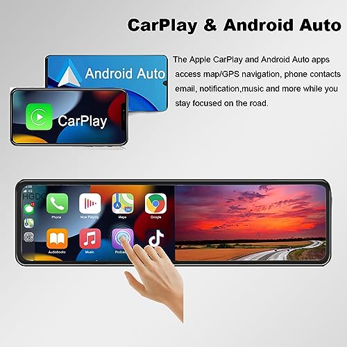 XRC TECH 3 Câmeras Dash Cam, Carplay e Android Auto, 2,5 K 2560 * 1440P Gravador de Vídeo Espelho Re