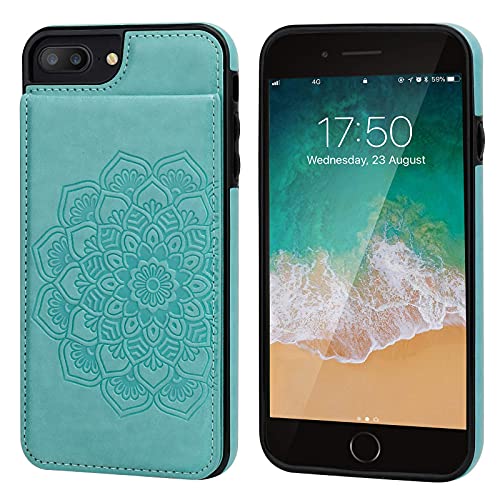 Vaburs iPhone 8 Plus iPhone 7 Plus Case with Wallet Card Holder,Embossed Mandala Pattern Flower PU Leather 5 card Slots Kickstand Shockproof Protective Flip Cover for iPhone 7/8 Plus 5.5