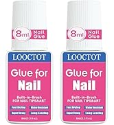 Super Strong Nail Glue for Nail Tips,Acrylic Nails and Press on Nails,Built in Brush on Nail Glue...