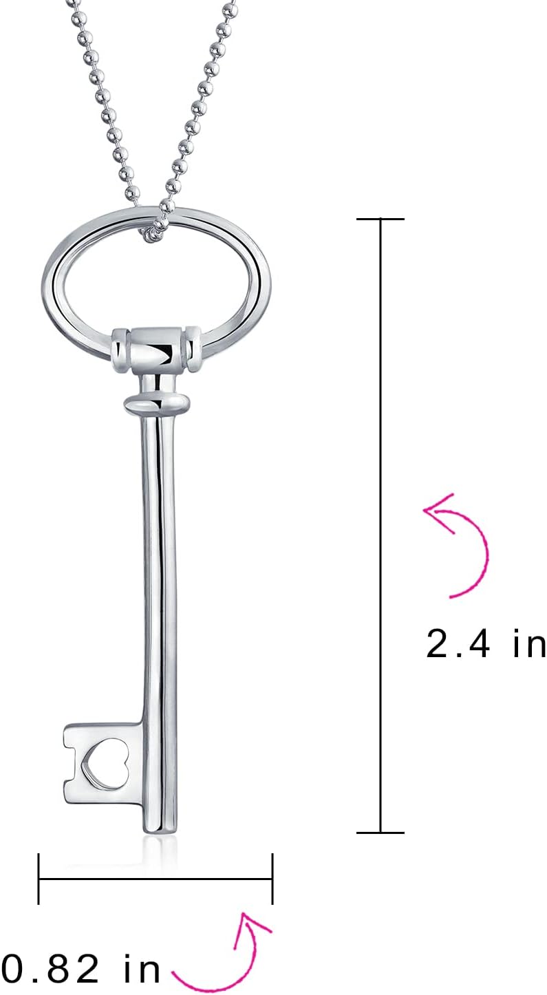 Bling Jewelry Simple Romantic Key to Your Heart Open Heart Key Necklace Pendant For Women Teens Girlfriend Yellow 14K Gold Plated .925 Sterling Silver - Image 3