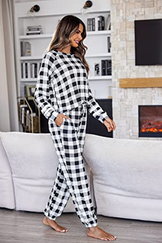 Image of Ekouaer Sweatsuits Womens Loungewear Set Tracksuit Long Sleeve Pajamas Set with Pockets 2 Piece Outfits Lounge Sets