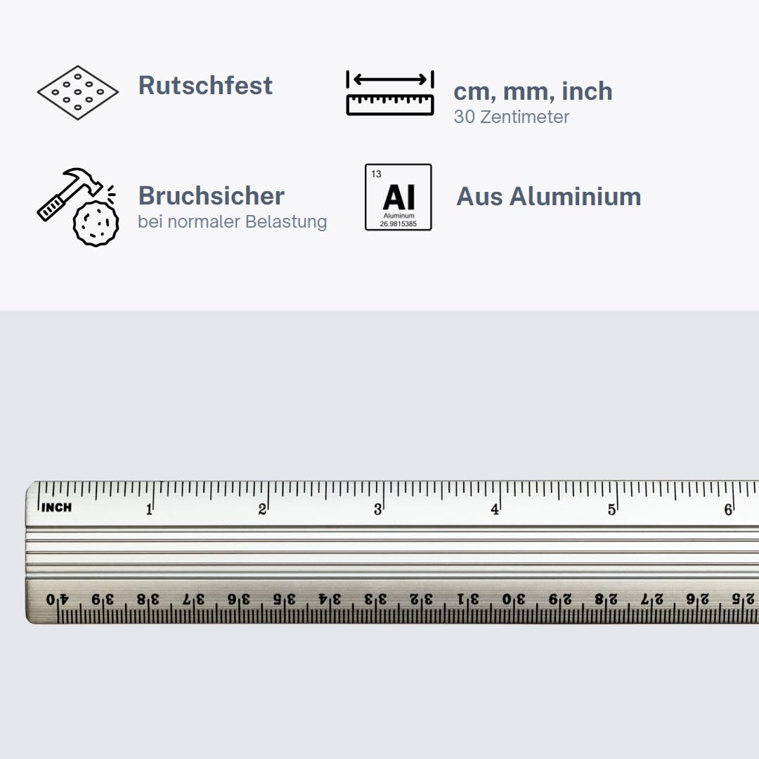 Righello In Alluminio Da 30 Cm - Precisione E Durabilità Per Disegno Tecnico - Foto 12