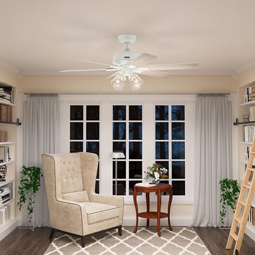 Image of Hunter Fonthill Indoor Ceiling Fan With Light, Remote, 52-inch, Fresh White, Fast Install, 6-speeds (Fresh White)
