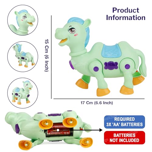 Image of Zest 4 Toyz Musical Toy for Kids | Musical Camel Toy for Kids | Flashing Lights & Sound Toys | Interactive Baby Crawling Toy | Battery Operated Toys | Birthday Gift for Boys and Girls - Green