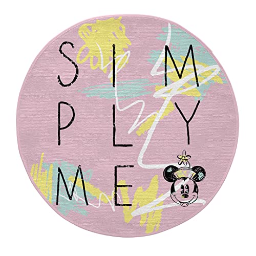 B&C fabrics Alfombra Infantil Disney - Alfombra para Niños Redonda Stain Minnie 90x90 cm