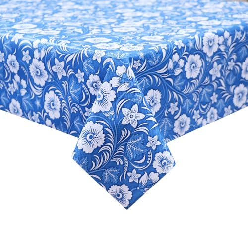 Image of Dakshya Industirs PVC Waterproof Table Cover 36x54 Inch Floral Printed Center Table Cover Washable Plastic Table Sheet Oilproof Dining Table Cover for Coffee Table Living Room Home (Modern Floral)
