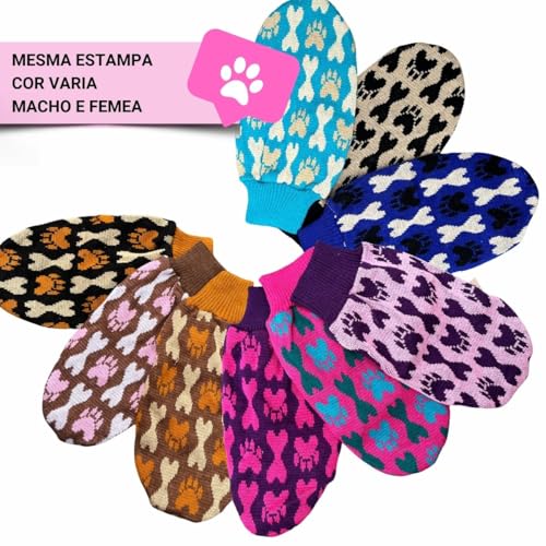 Roupa de Inverno Pet para Cães Pequenos e Médios Estampa de Patinhas Cores Sortidas (Macho, Médio)