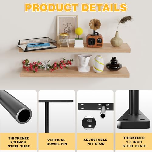 Kinchoix Hidden Floating Shelf Bracket Heavy Duty Floating Shelf 2PCS Floating Shelf Hardware for Long Shelf (58" x 6" x 1.5") by Kinchoix - Image 2