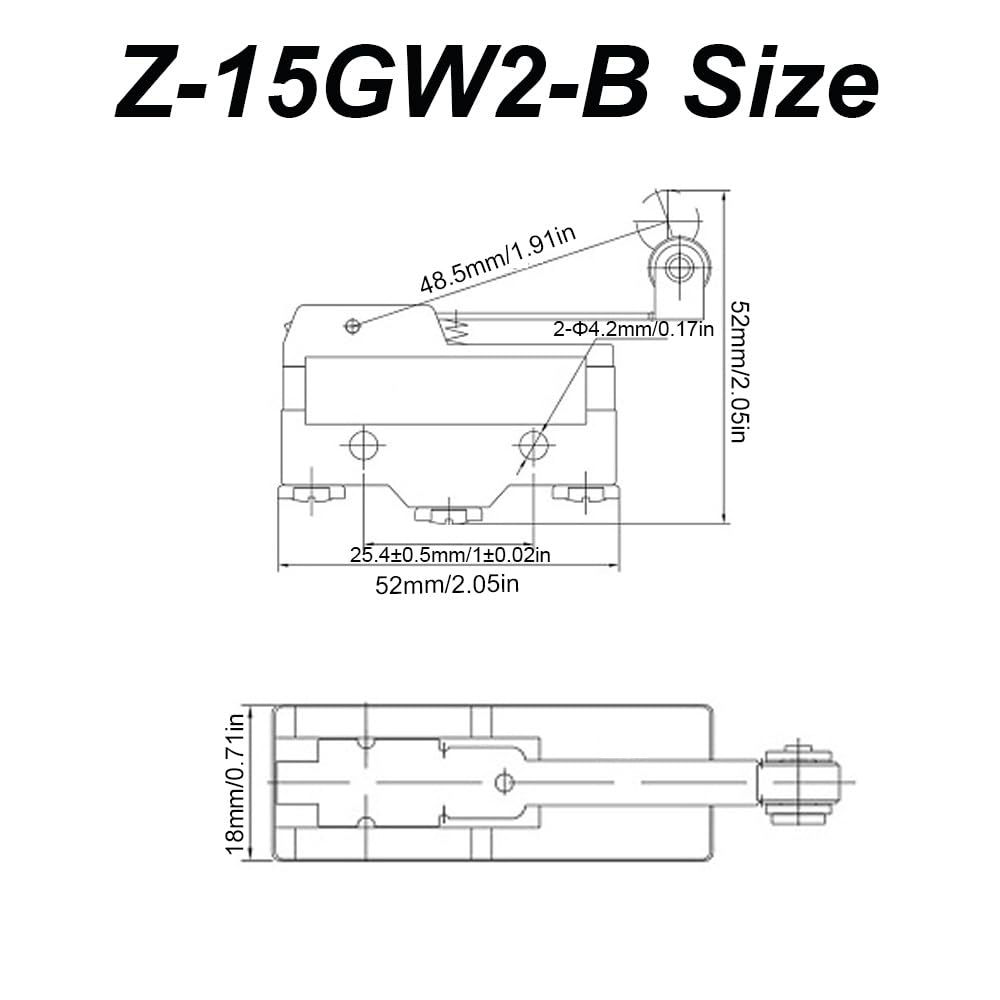SagaSave Switch Snap Action N.O./N.C. Single Pole, Throw Hinge Roller Lever Solder 15A 250VAC for Electrical Appliances, Automation Control, Security, Computer Peripherals(Z-15GW2-B)