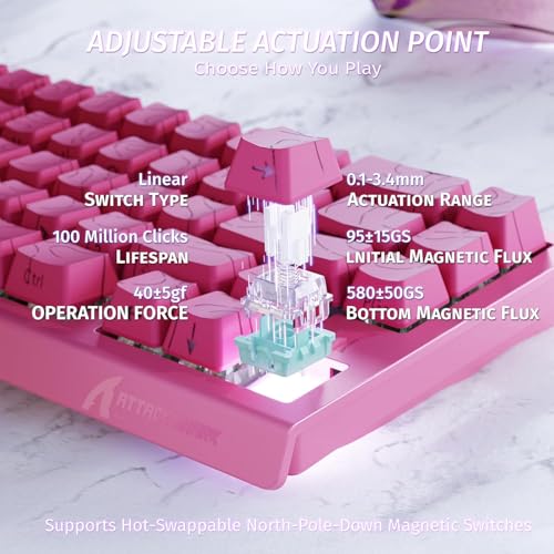 Image of ATTACK SHARK X68HE Rapid Trigger Mechanical Gaming Keyboard 60% Wired with Adjustable Actuation,Hall Effect Magnetic Switch,8KHz Polling Rate,RGB Backlit,Top Mount,Side Printed Keycap(Rose Contour)