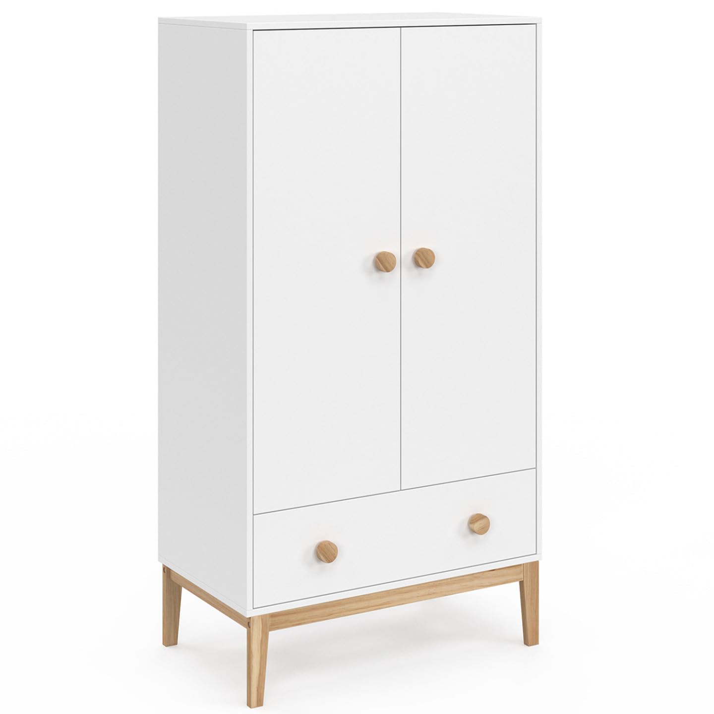 IDMarket - Armoire Enfant 2 Portes Jacob avec tiroir Blanc et Bois