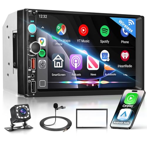 VECHTEL Autoradio 1 Din Mit Wireless CarPlay - 7 Zoll Elektrisch Versenkbar