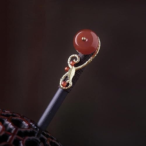 Miniatura 7 de Alfileres de madera para el cabello, con flores retro azules, fijación del cabello para cabello largo, palo de pelo para fiesta de boda, horquillas