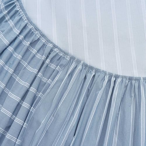 Image of Tommy Hilfiger - King Bed Sheets, Crisp & Cool Cotton Percale Bedding with Matching Pillowcases, Lightweight Bed Set, Oeko-Tex Certified (Effortless Stripe Blue)