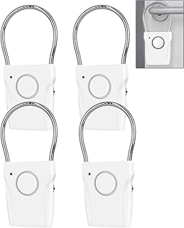4 Pack Door Handle Security Alarm, 120dB Vibration Anti-Theft Alert, 3-Level Sensitivity, Portable Door Knob Alarm for Travel Home Hotel Apartment