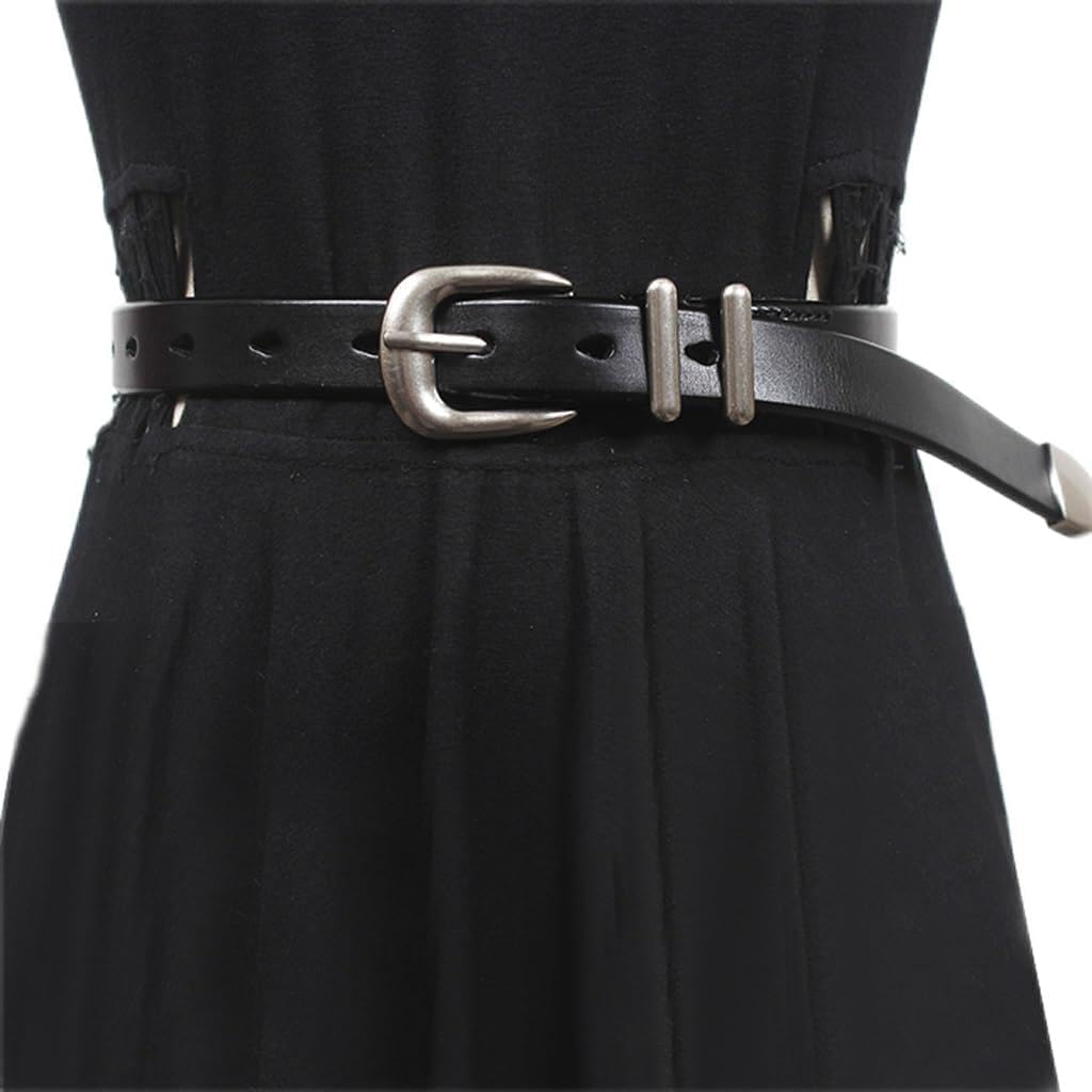 Vintage silver buckle leather belt unisex premium leather leather belt with top layer
