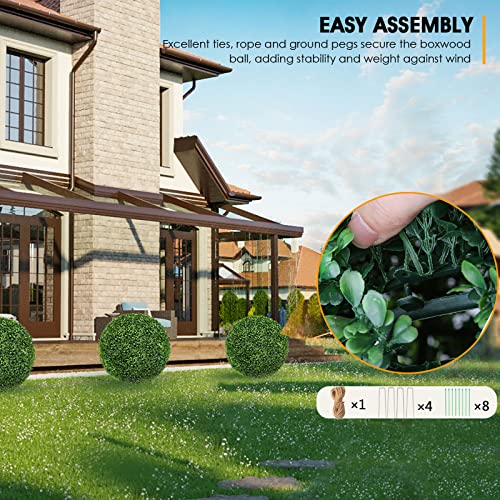 Ttdmk 2 Pcs 16 Inch Boxwood Balls With Ground Pegs And String, 4 Layers Artificial Plant Topiary Ball, Uv Resistant Artificial Topiary Ball For Outdoor/Indoor, Garden, Front Porch, Wedding Décor #TOP5