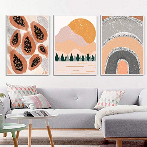 Peinture Marocain Boho Rainbow Papaya Girl pour créer un salon chaleureux et cocooning