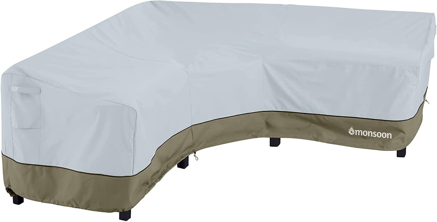 [monsoon] Patio L-Shaped Sectional Sofa Cover Waterproof Outdoor Couch Lounge Loveseat Patio Furniture Cover (100") : Patio, Lawn & Garden