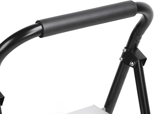 Miniatura 7 de Taburete de 3 escalones, taburete plegable de aleación de aluminio 2 en 1, carrito de mano plegable, carrito antideslizante con ruedas para oficina,