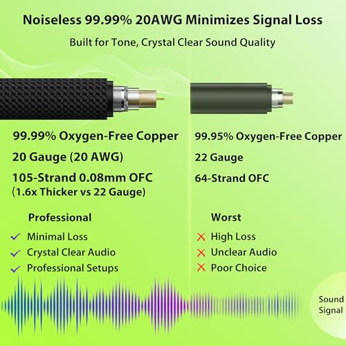 image for AA AUDIO ACCESSORY Guitar Cable 10 ft 2 Pack, Nylon Braided Anti-Kinki