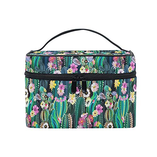 Makeup Bag, Watercolor Cactus Travel Makeup Organizer Bag Cosmetic Cases Toiletry Bags for Girl Women Ladies