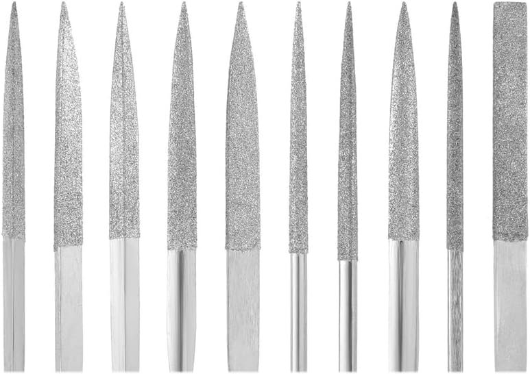 10PCS Mini Diamond Needle File Set，t 3x140mm Small Metal Needle File ，for Stone Glass Metal Carving Craft Hand Tools (5PCS Red)