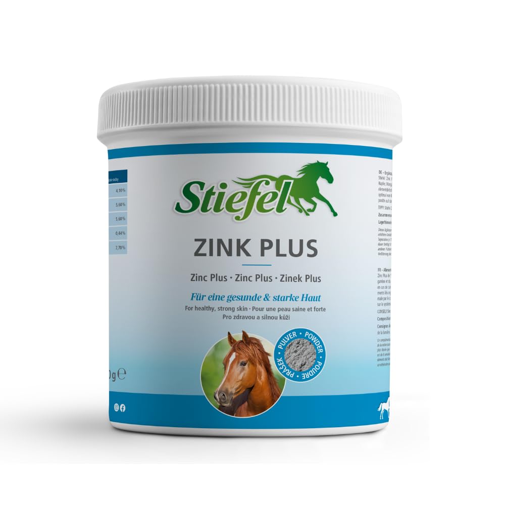 Stiefel Zink Plus für Pferde, hochwertige Kombination aus organisch gebundenem Zink, Eisen, Kupfer, Mangan & Selen, unterstützt das Immunsystem, die Haut & den Fellwechsel, 900g
