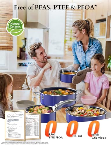 Image of DUXANO Ceramic Pots and Pans Set Non Stick, 2026 Upgraded Hybrid Frypan, 1.5&2 QT Saucepans, Oil-less Cooking, PFAS Free Non Toxic, Induction Ready, Oven & Dishwasher Safe, Removable Handle, 12PC